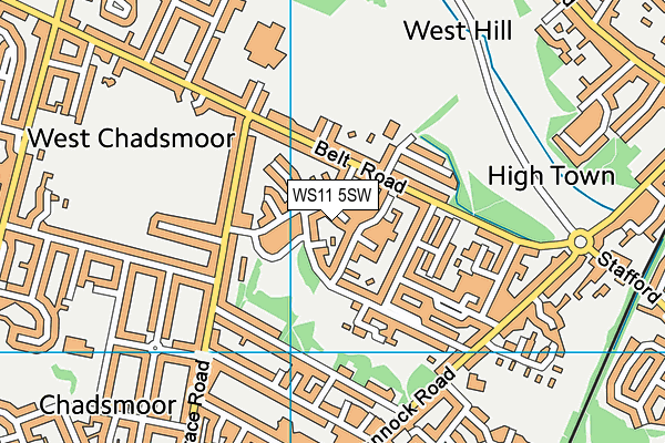 WS11 5SW map - OS VectorMap District (Ordnance Survey)