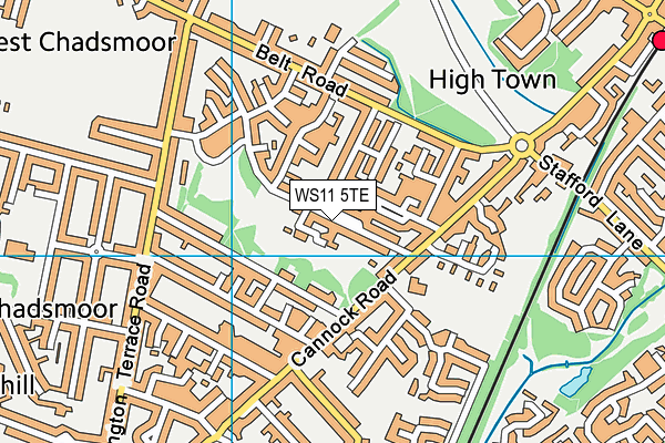 WS11 5TE map - OS VectorMap District (Ordnance Survey)