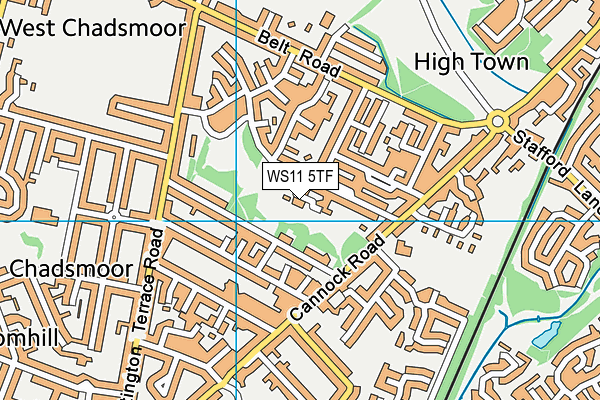 WS11 5TF map - OS VectorMap District (Ordnance Survey)
