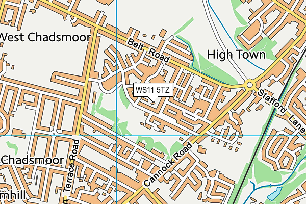 WS11 5TZ map - OS VectorMap District (Ordnance Survey)