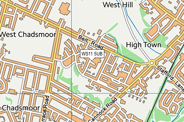 WS11 5UB map - OS VectorMap District (Ordnance Survey)