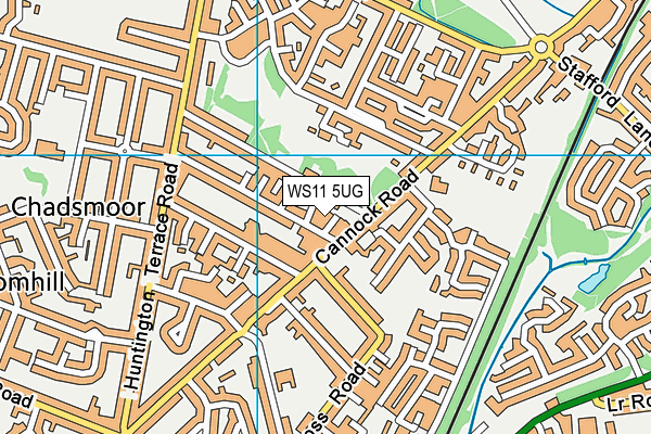 WS11 5UG map - OS VectorMap District (Ordnance Survey)