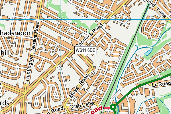 WS11 6DE map - OS VectorMap District (Ordnance Survey)