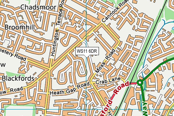 Chadsmoor CofE (VC) Junior School map (WS11 6DR) - OS VectorMap District (Ordnance Survey)