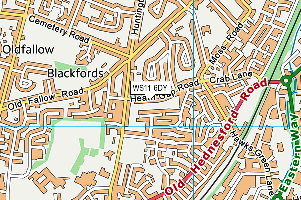 WS11 6DY map - OS VectorMap District (Ordnance Survey)