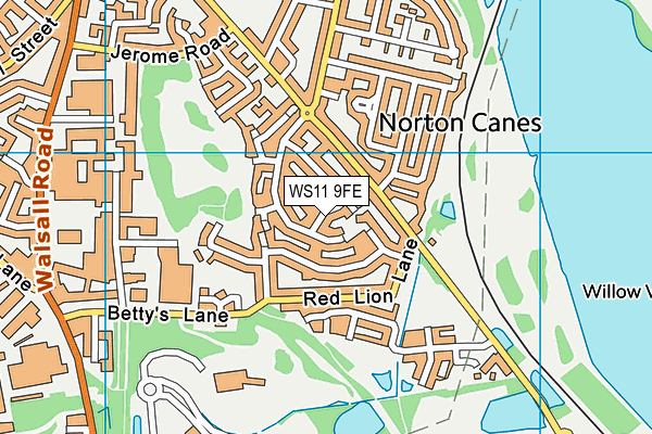 WS11 9FE map - OS VectorMap District (Ordnance Survey)