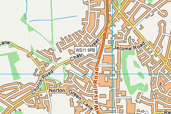 WS11 9PB map - OS VectorMap District (Ordnance Survey)