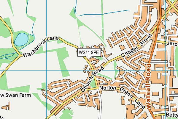 WS11 9PE map - OS VectorMap District (Ordnance Survey)