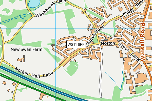 WS11 9PF map - OS VectorMap District (Ordnance Survey)