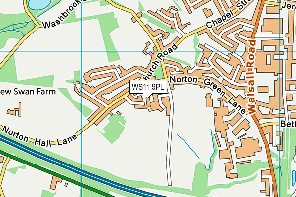 WS11 9PL map - OS VectorMap District (Ordnance Survey)