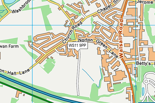 WS11 9PP map - OS VectorMap District (Ordnance Survey)