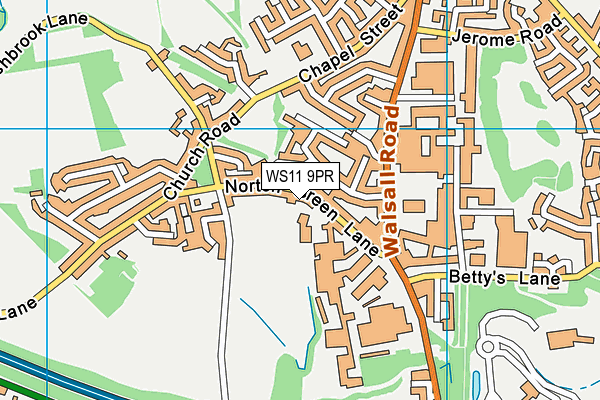 WS11 9PR map - OS VectorMap District (Ordnance Survey)