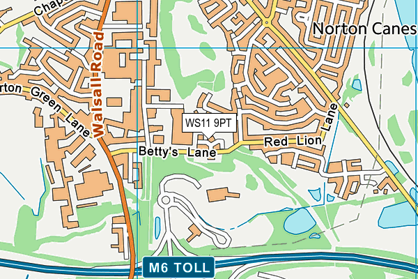 WS11 9PT map - OS VectorMap District (Ordnance Survey)
