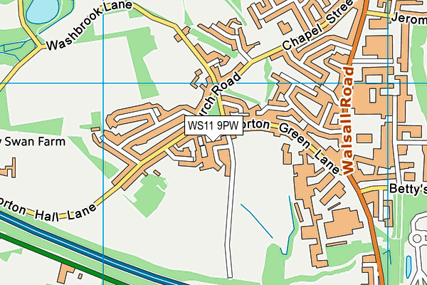 WS11 9PW map - OS VectorMap District (Ordnance Survey)