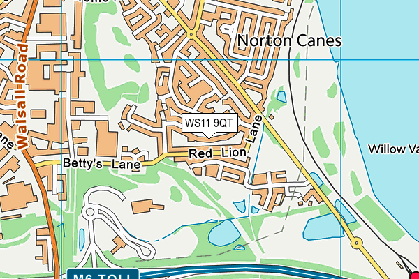 WS11 9QT map - OS VectorMap District (Ordnance Survey)