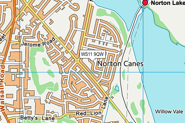 WS11 9QW map - OS VectorMap District (Ordnance Survey)