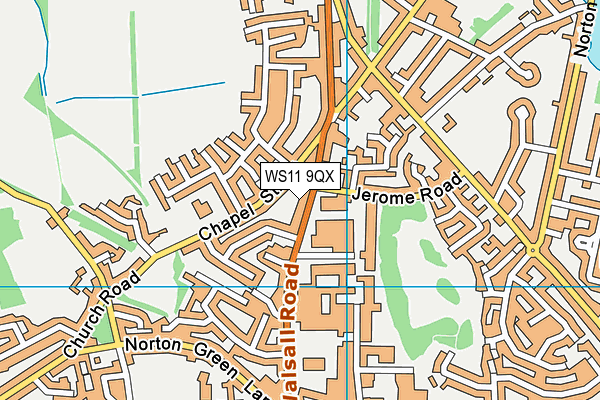 WS11 9QX map - OS VectorMap District (Ordnance Survey)