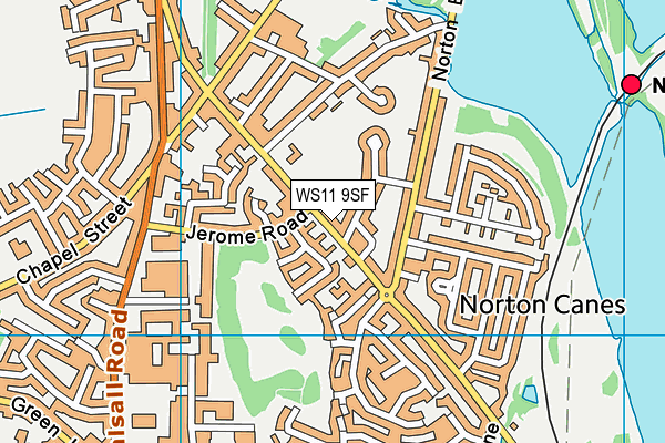 Norton Canes Recreation Ground map (WS11 9SF) - OS VectorMap District (Ordnance Survey)