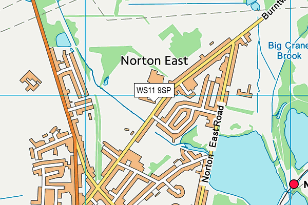 Norton Canes High School map (WS11 9SP) - OS VectorMap District (Ordnance Survey)