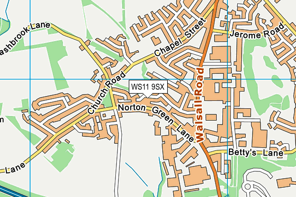 WS11 9SX map - OS VectorMap District (Ordnance Survey)