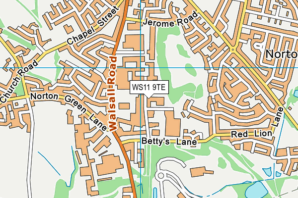 WS11 9TE map - OS VectorMap District (Ordnance Survey)