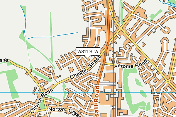 WS11 9TW map - OS VectorMap District (Ordnance Survey)