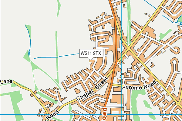 WS11 9TX map - OS VectorMap District (Ordnance Survey)