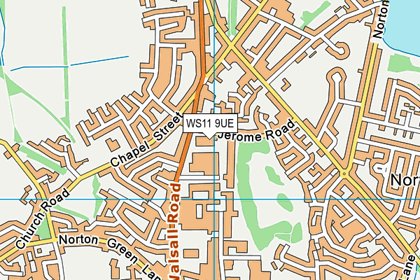 WS11 9UE map - OS VectorMap District (Ordnance Survey)