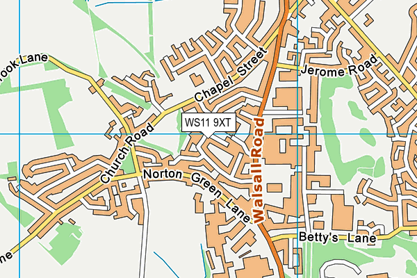 WS11 9XT map - OS VectorMap District (Ordnance Survey)