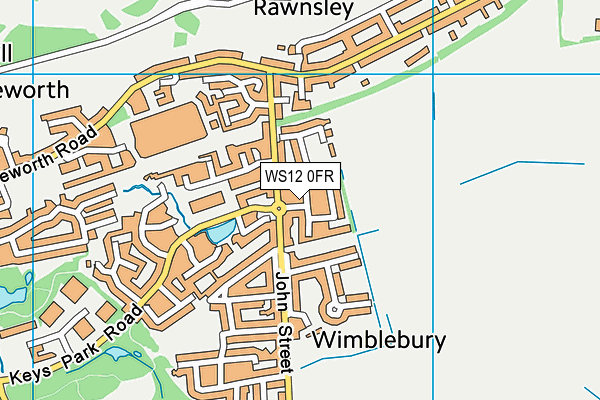 WS12 0FR map - OS VectorMap District (Ordnance Survey)