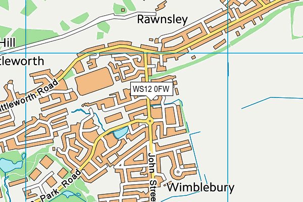 WS12 0FW map - OS VectorMap District (Ordnance Survey)