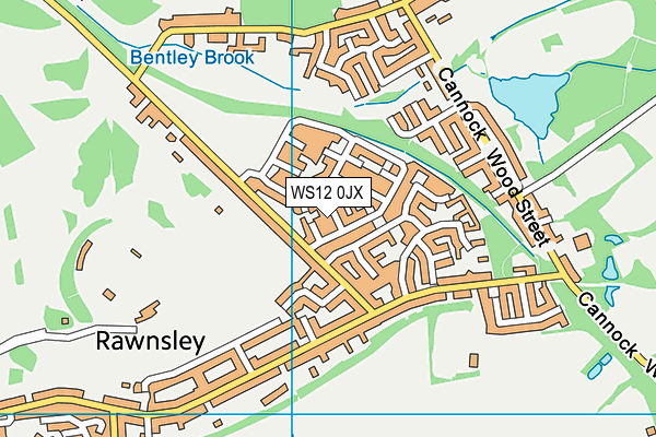 WS12 0JX map - OS VectorMap District (Ordnance Survey)