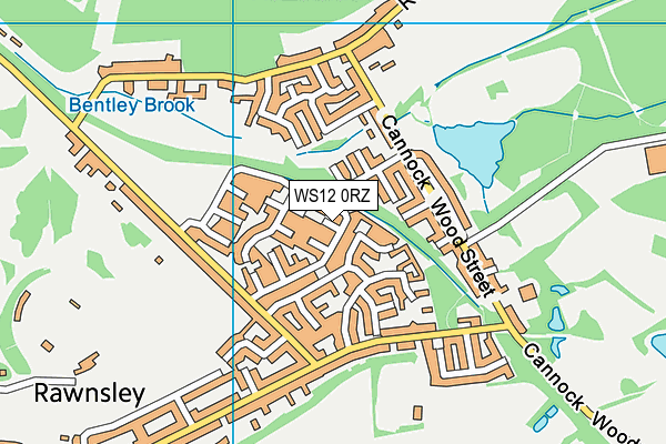 WS12 0RZ map - OS VectorMap District (Ordnance Survey)