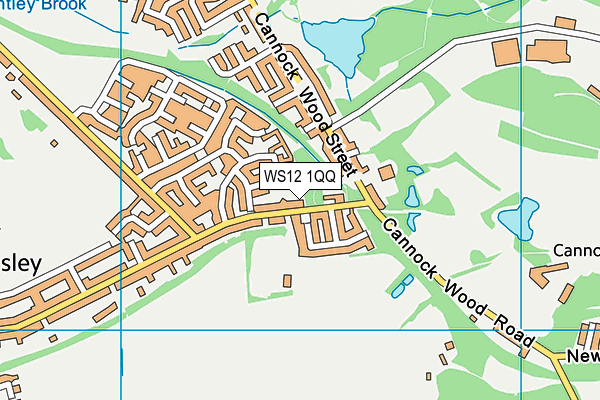Cannock Cricket Club map (WS12 1QQ) - OS VectorMap District (Ordnance Survey)