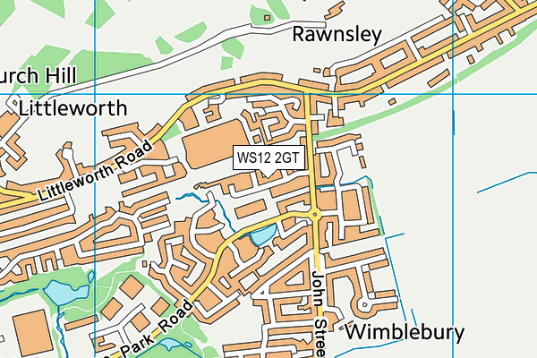 WS12 2GT map - OS VectorMap District (Ordnance Survey)