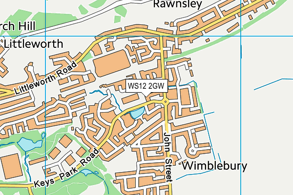 WS12 2GW map - OS VectorMap District (Ordnance Survey)
