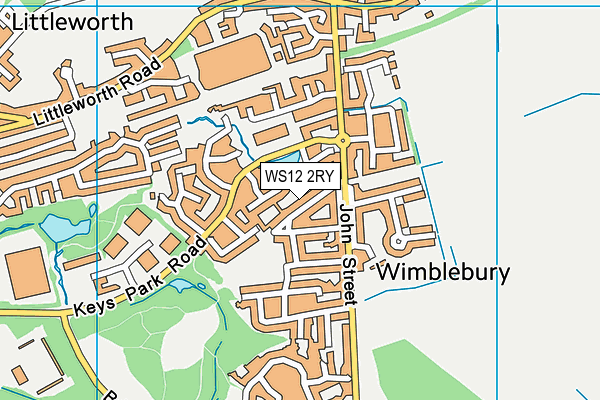 WS12 2RY map - OS VectorMap District (Ordnance Survey)