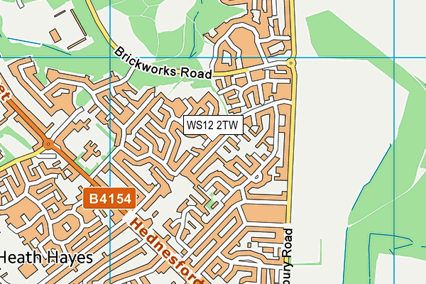 WS12 2TW map - OS VectorMap District (Ordnance Survey)