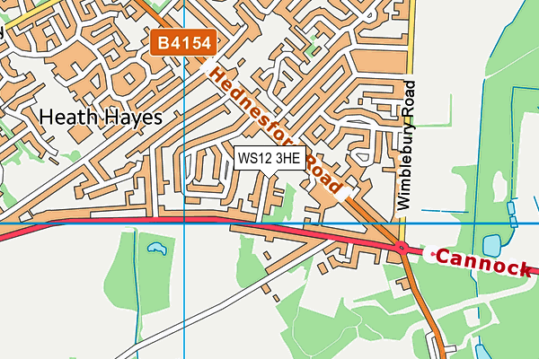 WS12 3HE map - OS VectorMap District (Ordnance Survey)