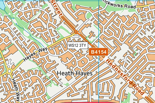 WS12 3TY map - OS VectorMap District (Ordnance Survey)
