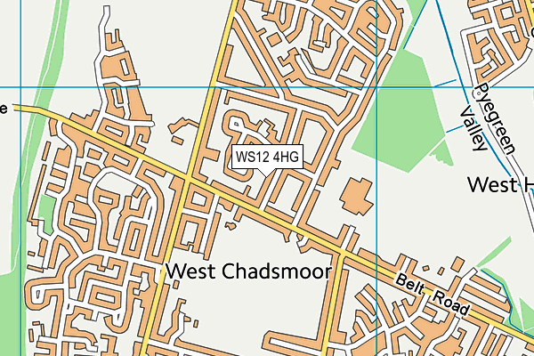 WS12 4HG map - OS VectorMap District (Ordnance Survey)