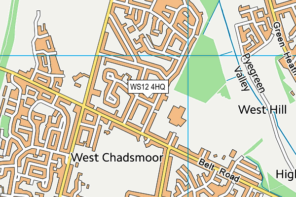 WS12 4HQ map - OS VectorMap District (Ordnance Survey)
