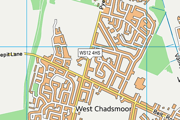WS12 4HS map - OS VectorMap District (Ordnance Survey)
