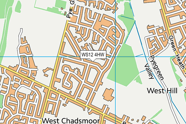 WS12 4HW map - OS VectorMap District (Ordnance Survey)