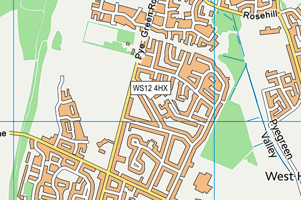 WS12 4HX map - OS VectorMap District (Ordnance Survey)