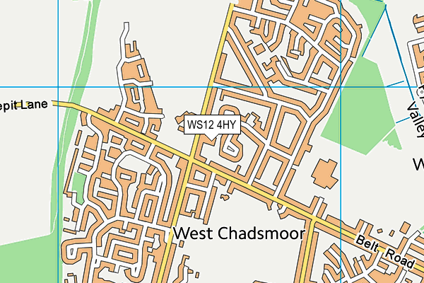 WS12 4HY map - OS VectorMap District (Ordnance Survey)