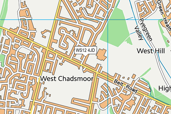 WS12 4JD map - OS VectorMap District (Ordnance Survey)