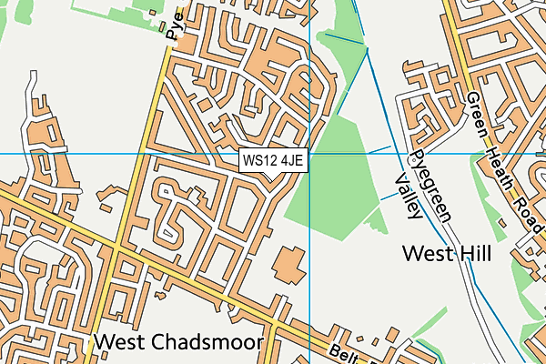 WS12 4JE map - OS VectorMap District (Ordnance Survey)