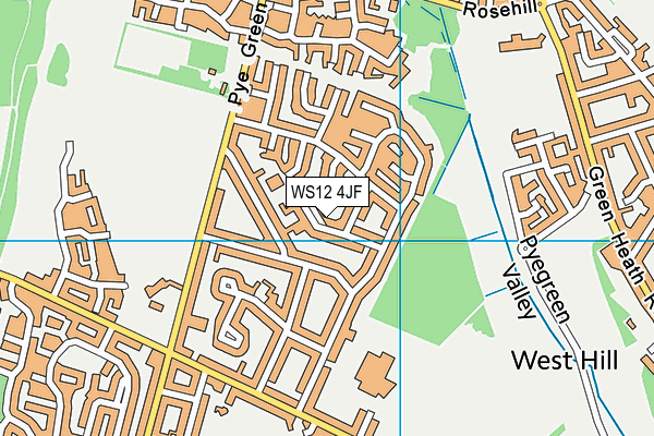 WS12 4JF map - OS VectorMap District (Ordnance Survey)