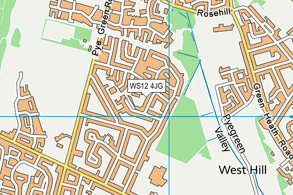 WS12 4JG map - OS VectorMap District (Ordnance Survey)